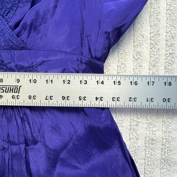 Anthropologie Maeve Tunic Top Blouse Womens 12 Purple Floral V-Neck Short Sleeve - Picture 7 of 8